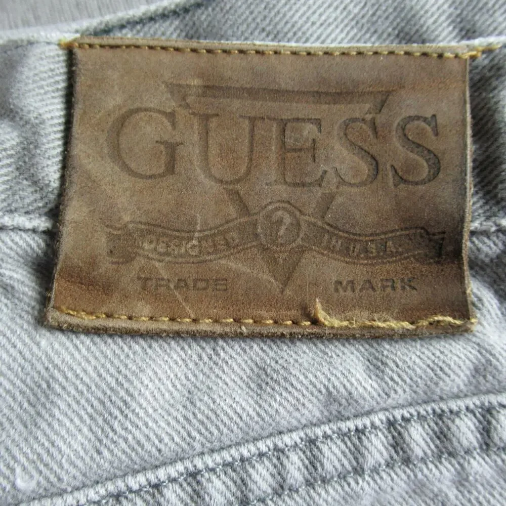 Vintage Guess Jeans Mens Size 34 Gray Green Label Straight Leg Denim 80s 90s USA